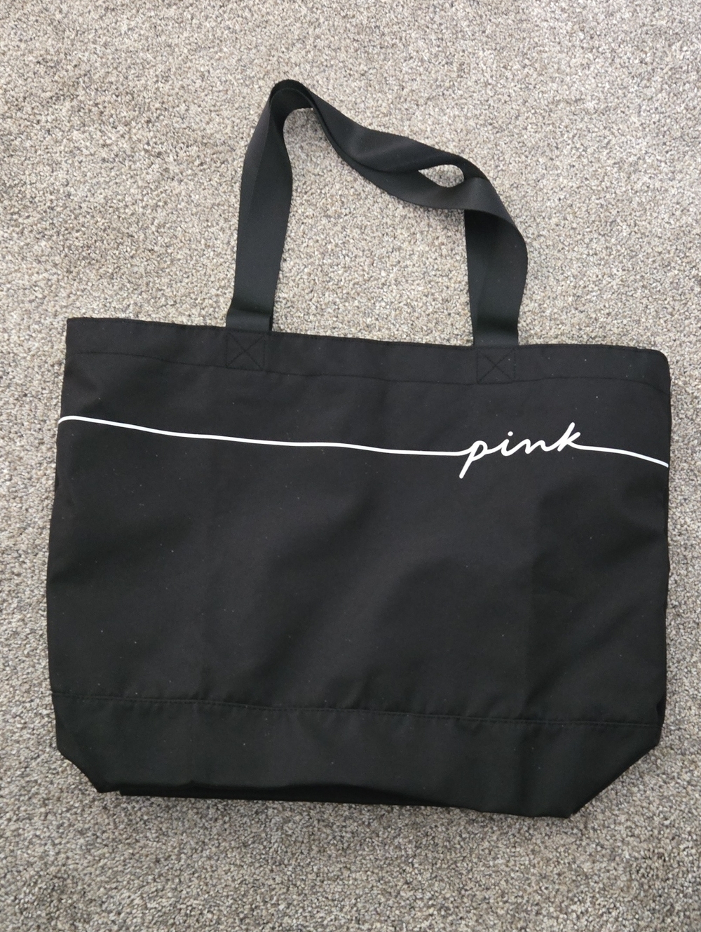 PINK Victoria's Secret Black Tote with White Script Line